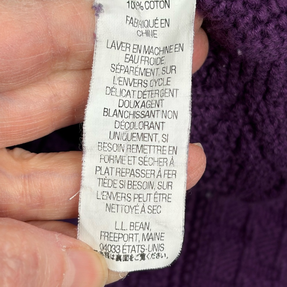 L.L. Bean Purple Cable-Knit Button-Front Cardigan - Picture 8 of 10